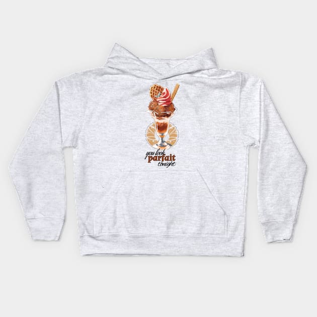 Lovely Choco Caramel Parfait Kids Hoodie by Mamory-food